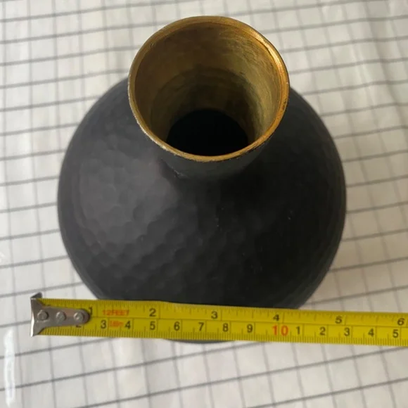 Black Hammered Vase with Gold Interior - Picture 9 of 9